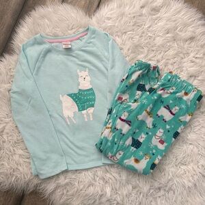 Kids M 7/8 Llama Pajama Set - Mint Green